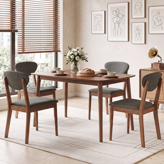 5-Piece Dining Set for 4 with Rectangular Table & Fabric Chairs for Living Room-Gray