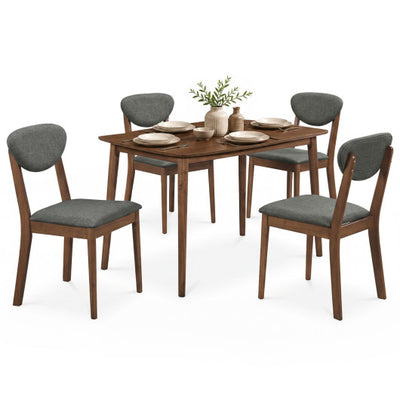 5-Piece Dining Set for 4 with Rectangular Table & Fabric Chairs for Living Room-Gray