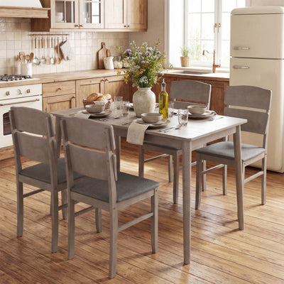 5-Piece Dining Table Set with High Curved Back for 4 People-Gray
