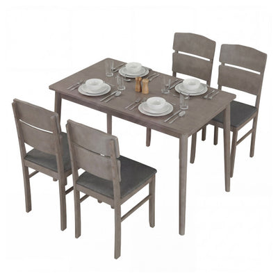 5-Piece Dining Table Set with High Curved Back for 4 People-Gray