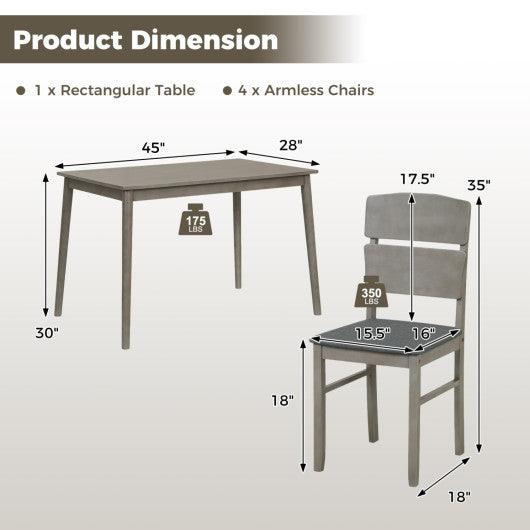 5-Piece Dining Table Set with High Curved Back for 4 People-Gray