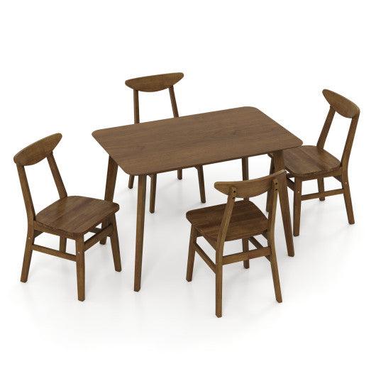 5-Piece Solid Wood Dining Table Set for Small Space-Walnut