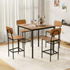 5 Pieces Industrial Dining Table Set with Counter Height Table and 4 Bar Stools-Walnut