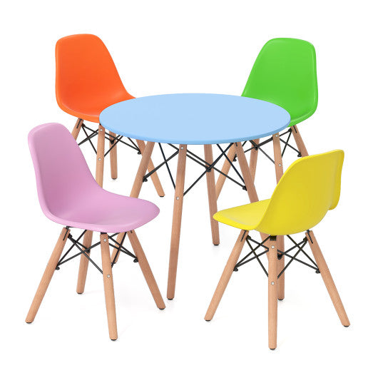 5 Pieces Kid's Colorful Set with 4 Armless Chairs-Multicolor