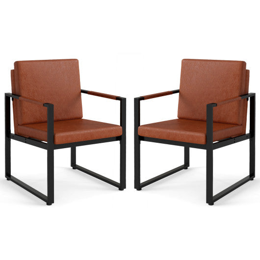 5 Pieces Living Room Set with 2 Accent Chairs and 2 Coffee Tables-Brown