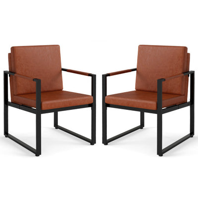 5 Pieces Living Room Set with 2 Accent Chairs and 2 Coffee Tables-Brown