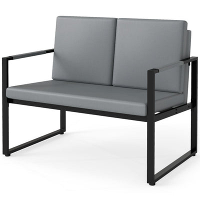 5 Pieces Living Room Set with 2 Accent Chairs and 2 Coffee Tables-Gray