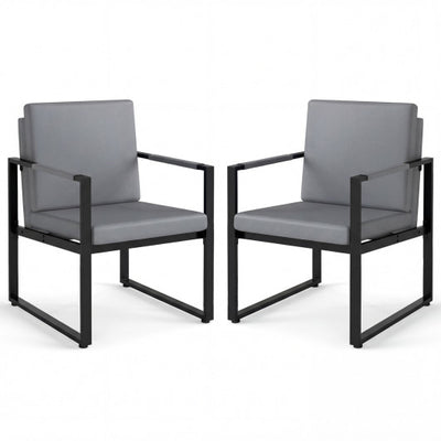 5 Pieces Living Room Set with 2 Accent Chairs and 2 Coffee Tables-Gray