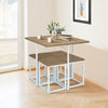 5 Pieces Metal Frame Dining Set with Compact Dining Table and 4 Stools-Natural
