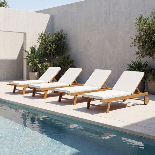 5-Position Adjustable Patio Chaise Lounge with Cushioned Comfort and Wheels