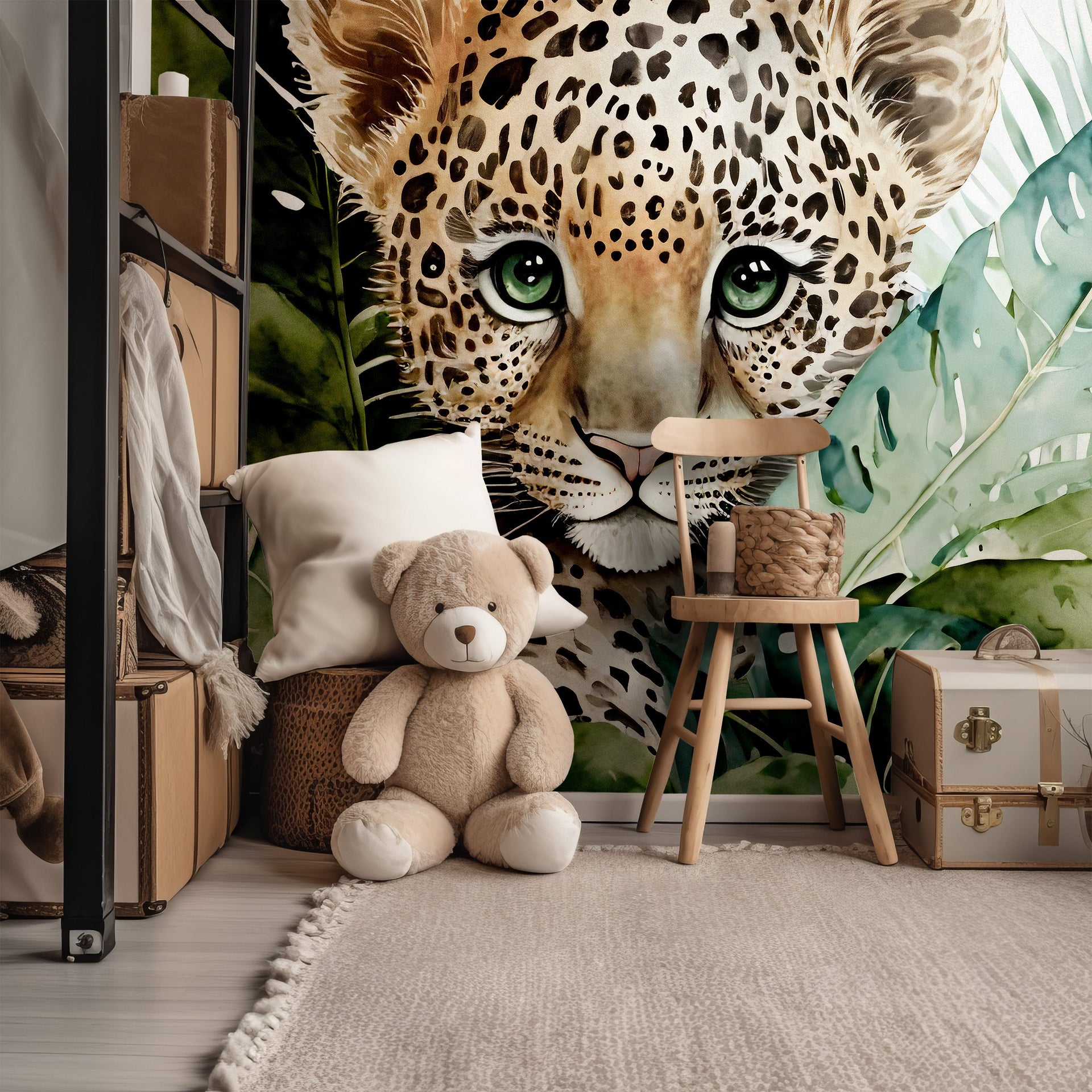 Watercolor Baby Leopard Mural