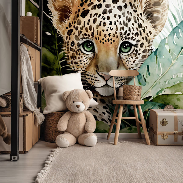 Watercolor Baby Leopard Mural