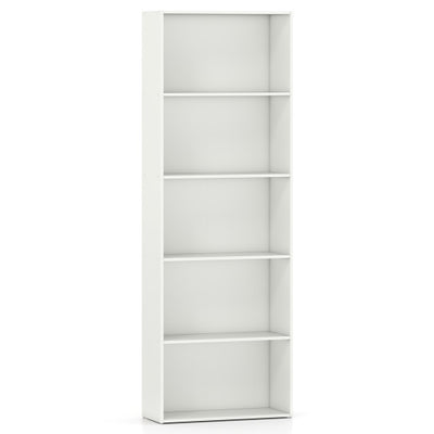 5-Shelf Storage Bookcase Modern Multi-Functional Display Cabinet-White