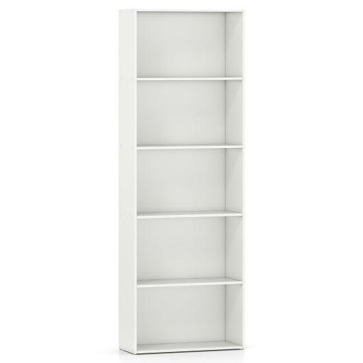 5-Shelf Storage Bookcase Modern Multi-Functional Display Cabinet-White
