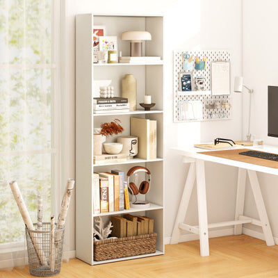 5-Shelf Storage Bookcase Modern Multi-Functional Display Cabinet-White