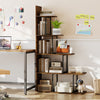 5-Tier 62 Inch Tall Stepped Bookshelf with Heavy Duty Metal Frame-Rustic Brown