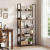 5-Tier Bookshelf Tall Wooden Open Bookcase with Back Panels-Rustic Brown