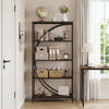 5-Tier Bookshelf with Half-Moon Shape for Living Room and Home Office-Rustic Brown