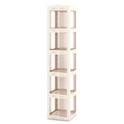 5-Tier Foldable Rotating Bookshelf 360° Spinning Bookcase with Swivel Base-White
