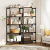 5-Tier Industrial Bookshelf Display Storage Rack with Metal Frame-Gray