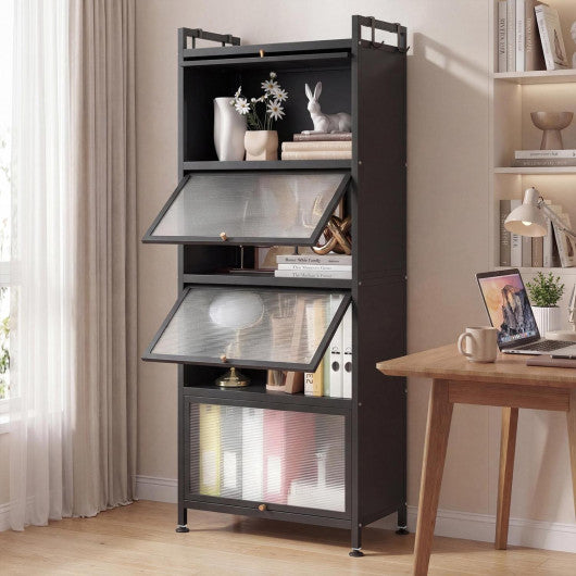 5-Tier Kitchen Baker's Rack with Flip-up PC Doors-Black
