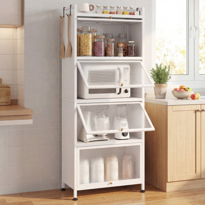5-Tier Kitchen Baker's Rack with Flip-up PC Doors-White