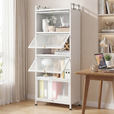 5-Tier Kitchen Baker's Rack with Flip-up PC Doors-White