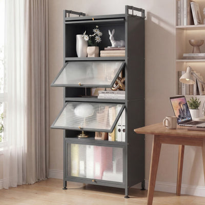 5-Tier Kitchen Baker's Rack with Flip-up PC Doors-Gray