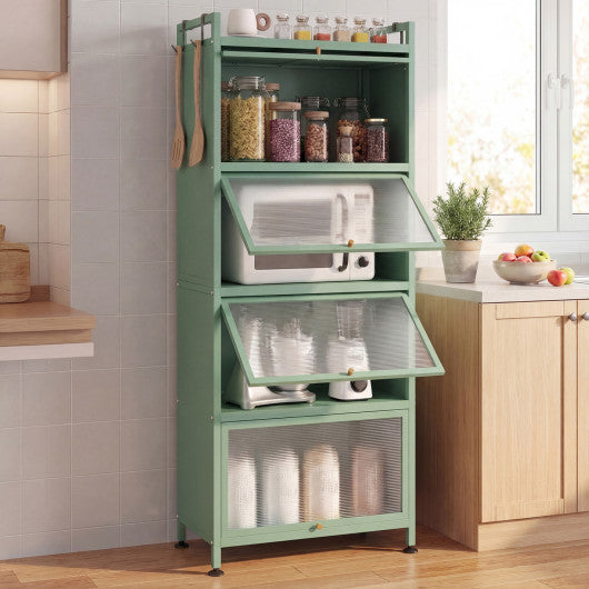 5-Tier Kitchen Baker's Rack with Flip-up PC Doors-Green
