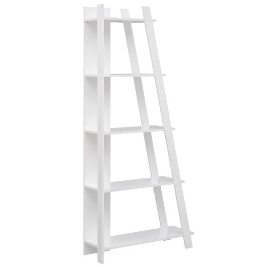 5-Tier Modern Bookshelf Narrow Vertical Display Shelf for Small Space-White