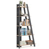 5-Tier Modern Bookshelf Narrow Vertical Display Shelf for Small Space-Gray - Gray
