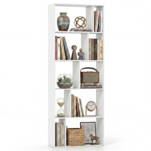 5-Tier Modern Bookshelf with Open Back and 2 Anti-Tipping Kits-White