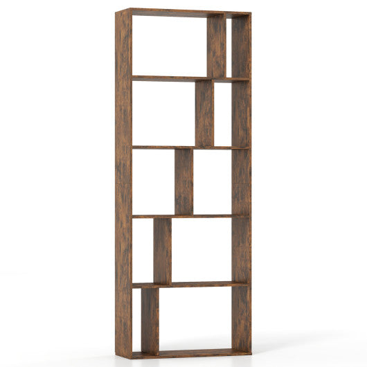 5-Tier Modern Bookshelf with Open Back and 2 Anti-Tipping Kits-Brown
