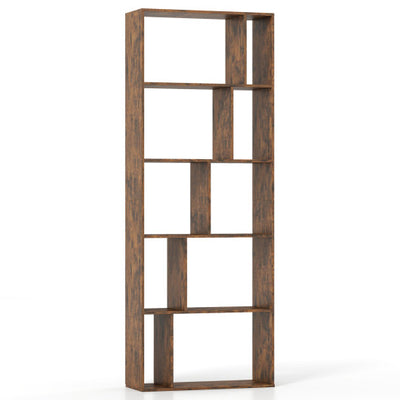 5-Tier Modern Bookshelf with Open Back and 2 Anti-Tipping Kits-Brown