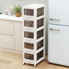 5-Tier Plastic Drawer Storage Organizer Rolling Cart with 3/4/5 Drawers and Lockable Wheels