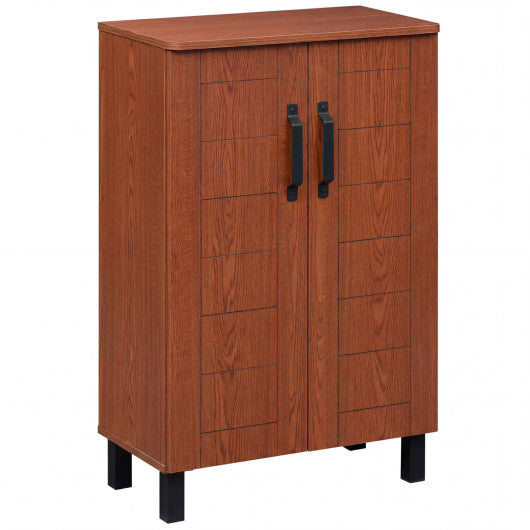 5-Tier Shoe Storage Cabinet Freestanding Wooden Shoe Rack Organizer-Brown