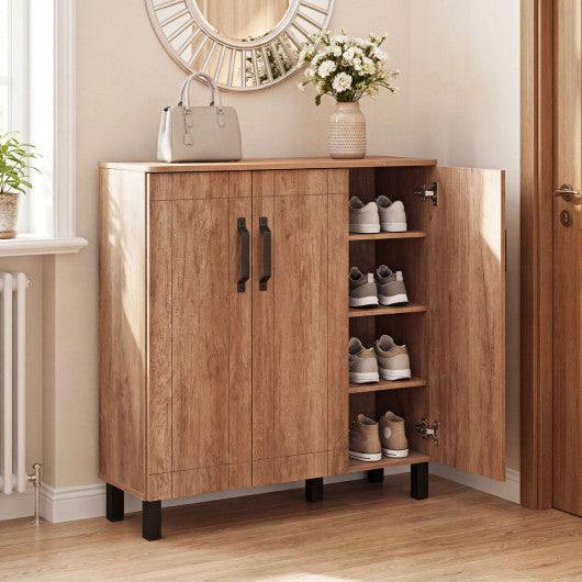 5-Tier Shoe Storage Cabinet Freestanding Shoe Rack Organizer-Oak