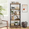 5-Tier Tall Bookshelf Industrial Bookcase with Heavy-Duty Metal Frame Modern Storage-Walnut