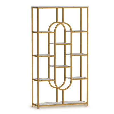 5-Tier Tall Etagere Bookcase with Open Storage Shelves-White