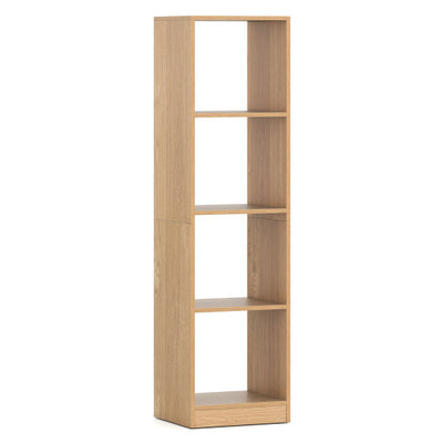 5 Tiers 4-Cube Narrow Bookshelf with 4 Anti-Tipping Kits-Natural