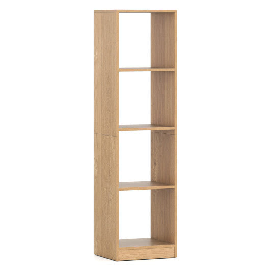 5 Tiers 4-Cube Narrow Bookshelf with 4 Anti-Tipping Kits-Natural