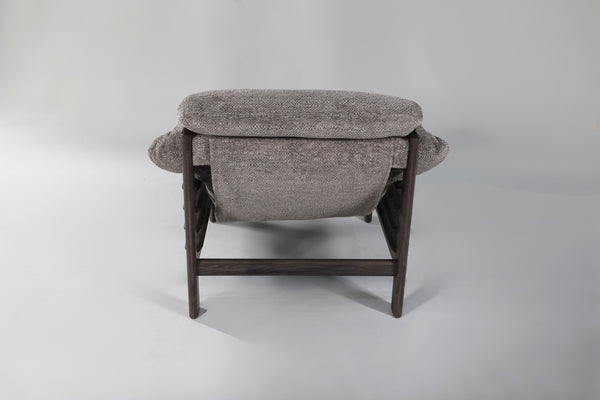 Chair & Ottoman – Taye with Tiger Maple Arms (Grey)