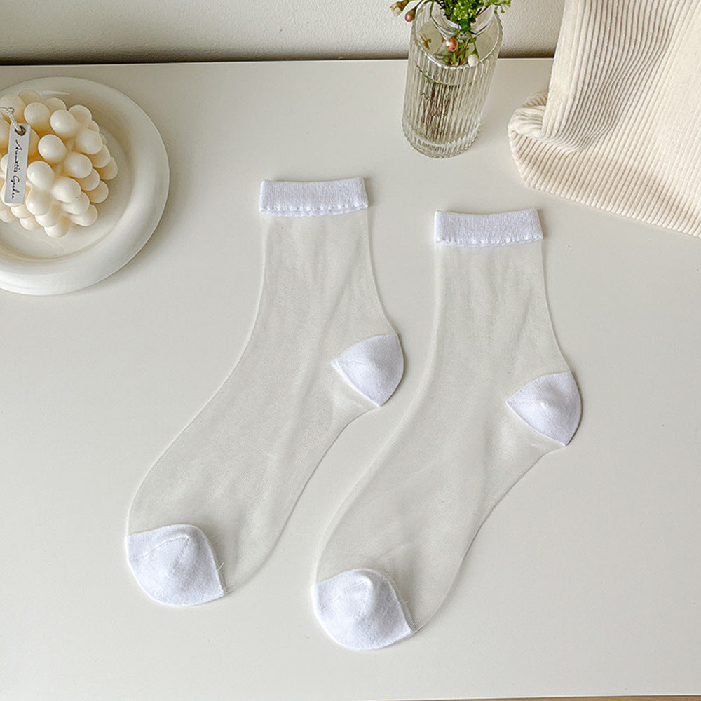 Women Socks New Fashion Long Transparent Cute Heart Thin Socks Female Summer Casual Sweet Funny Socks Stylish Ankle Socks For Women