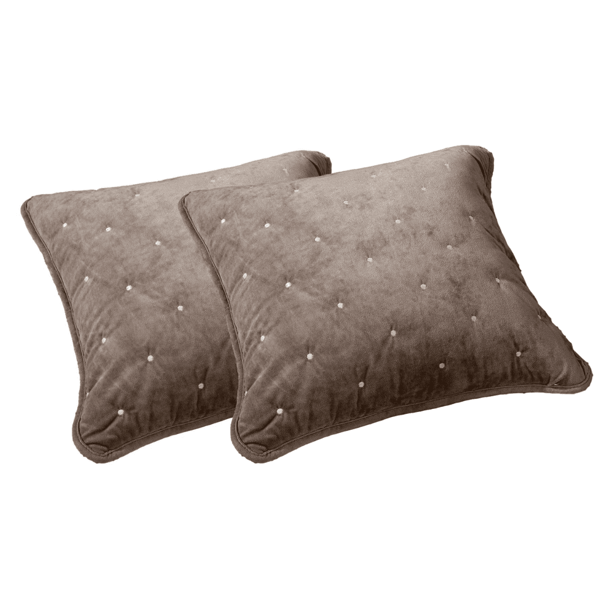 Tache Velvet Dreams Sand Taupe Beige Plush Diamond Tufted Cushion Covers / Euro Sham (JHW-853B)