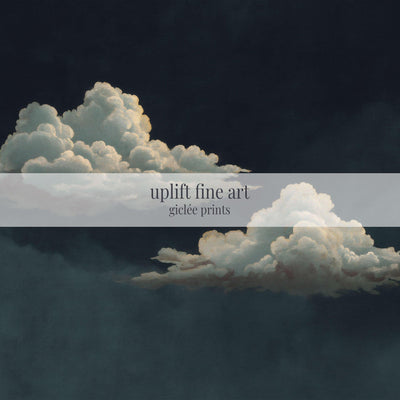 Two Clouds Moody Navy Canvas Art