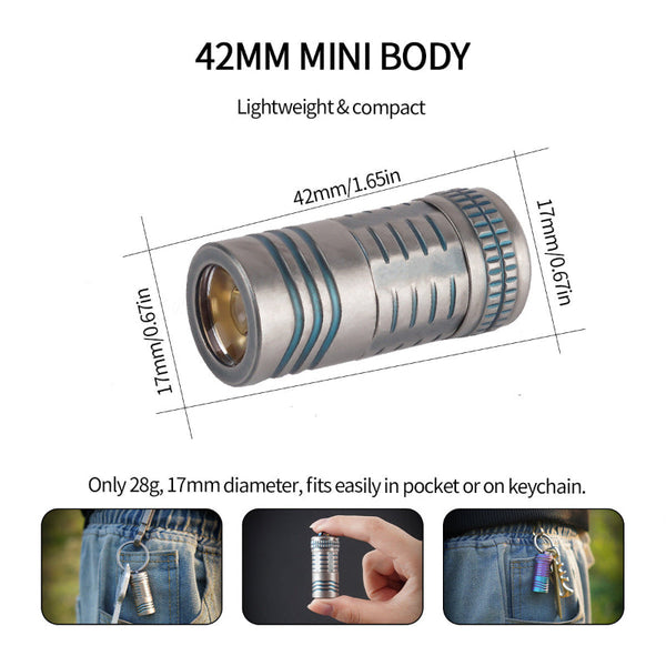 Keychain TItanium Alloy Flashlight EDC  Super Bright Mini led flashligts with Pocket Size Wautton Outdoor Gear