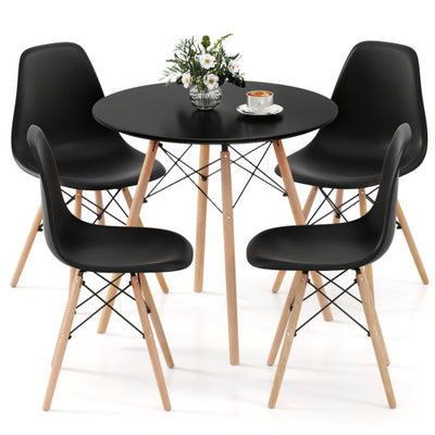 5 Pieces Dining Table Set With Solid Wood Leg-Black
