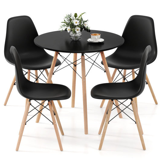 5 Pieces Dining Table Set With Solid Wood Leg-Black