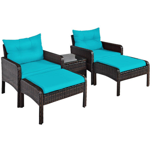 5 Pieces Patio Rattan Furniture Set Sofa