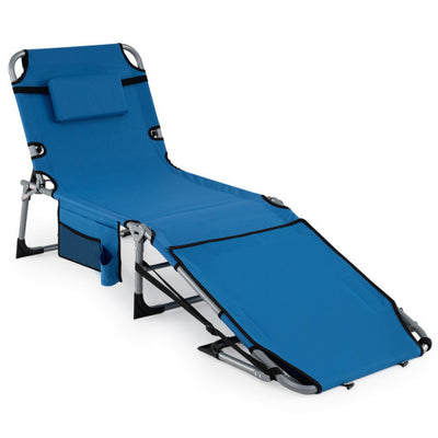 5-position Outdoor Folding Chaise Lounge Chair-Blue